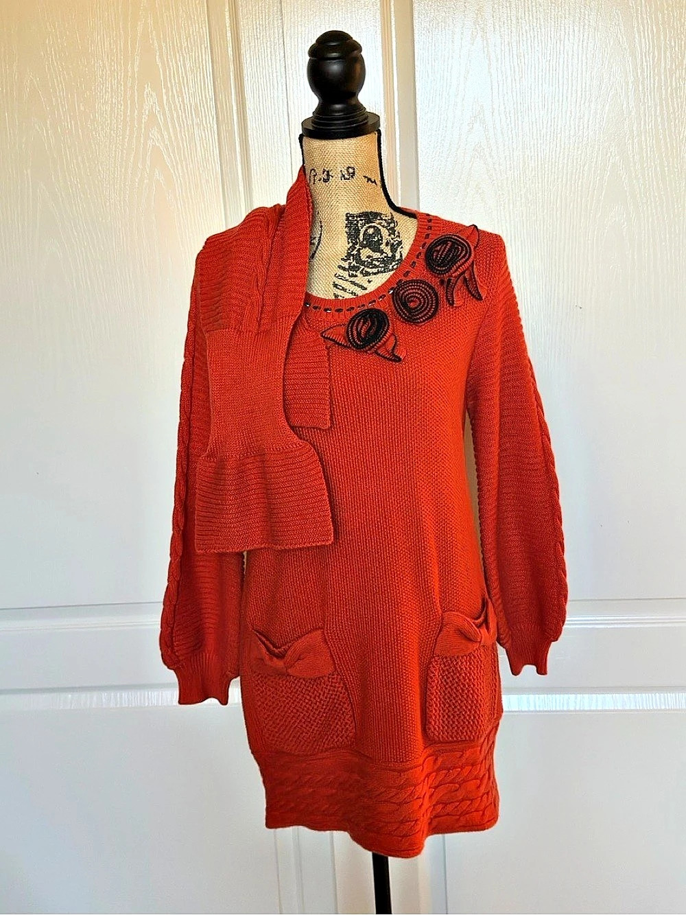 Orange Knit Holiday Sweater M/L